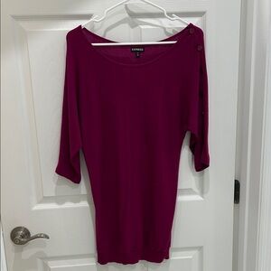 Express Dark Pink/Maroon Button-Shoulder Top